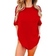thumbnail image 2 of Women's Short Sleeve T-shirt Women'S Loose And Comfortable Oversized Trendy T Shirt Top,Red Women's Short sleeve T-shirt S, 2 of 9