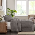 thumbnail image 2 of Izzovium Dark Grey Queen Bedspread Set, 3 Piece Quilted with Pleated Corners, 60x80 Inches, Microfiber Split Corner Design, 2 of 14
