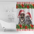 thumbnail image 4 of 54x78 Inch Shower Curtain Decorative Christmas Bathtub Bath Curtains Fabric Waterproof Bathroom Decor Pet Cat Dog Red Poinsettia Pine Needles Stripe Small Stall Shower Curtain Set with 12 Hooks, 4 of 6