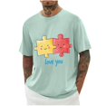 thumbnail image 1 of Camisas de Manga Larga para Hombres Imprimir Casual Cuello Redondo Blusa de Manga Corta, Camisas de Lino para Hombres, 1 of 8