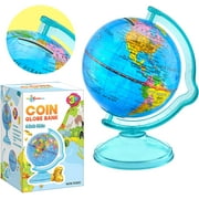 LITTLE CHUBBY ONE 6-inch Coin Bank Globe - Money Bank for Kids - Spinning Globe Piggy Bank Helps Teach Kids Geography and Saving Money Great Educational Tool and Decor for Boys and Girls