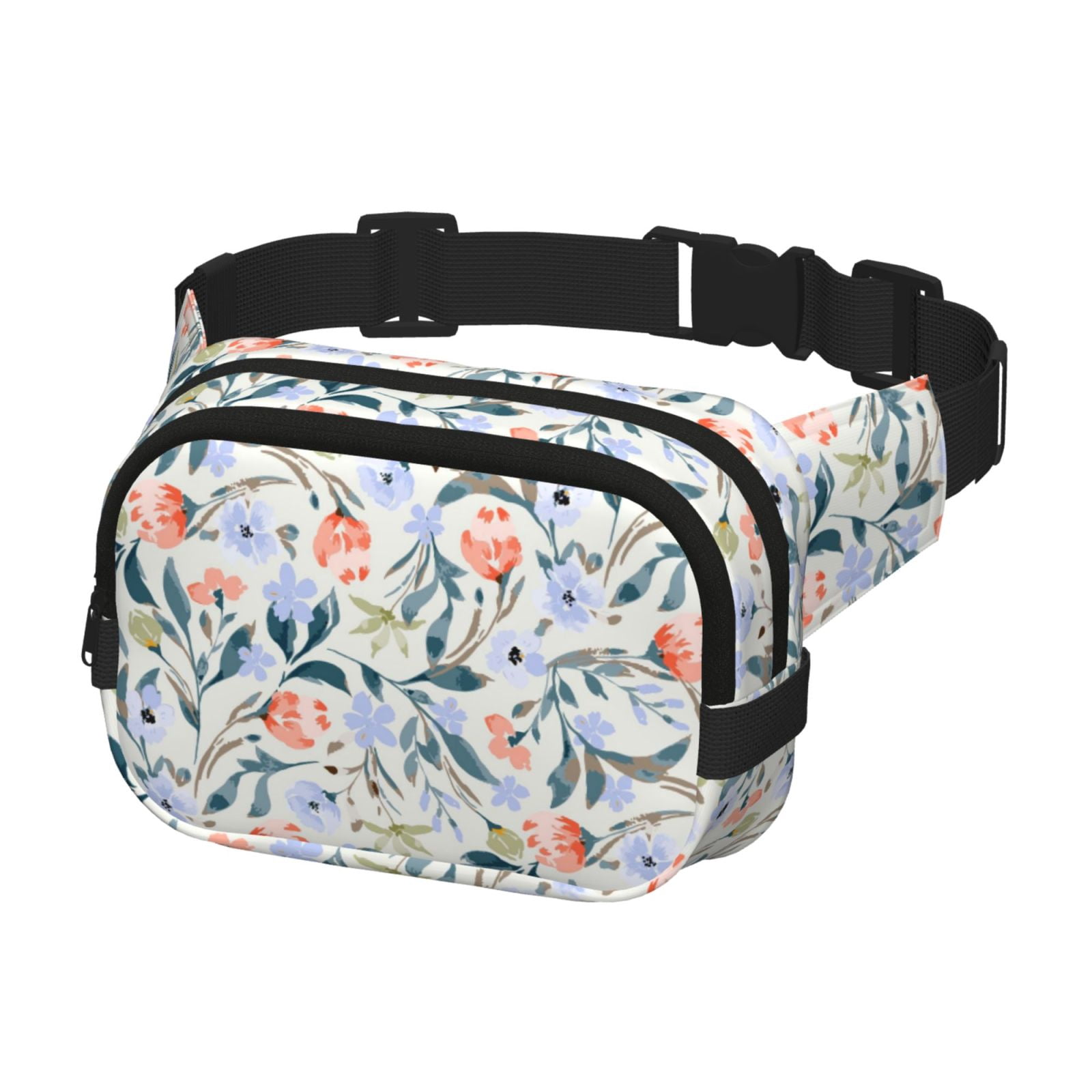 Picia Watercolor Wildflowers 1 Print Square Double-Layer Waist Bag Mini Adjustable Waist Belt Bag Exercise Running Travel Hiking