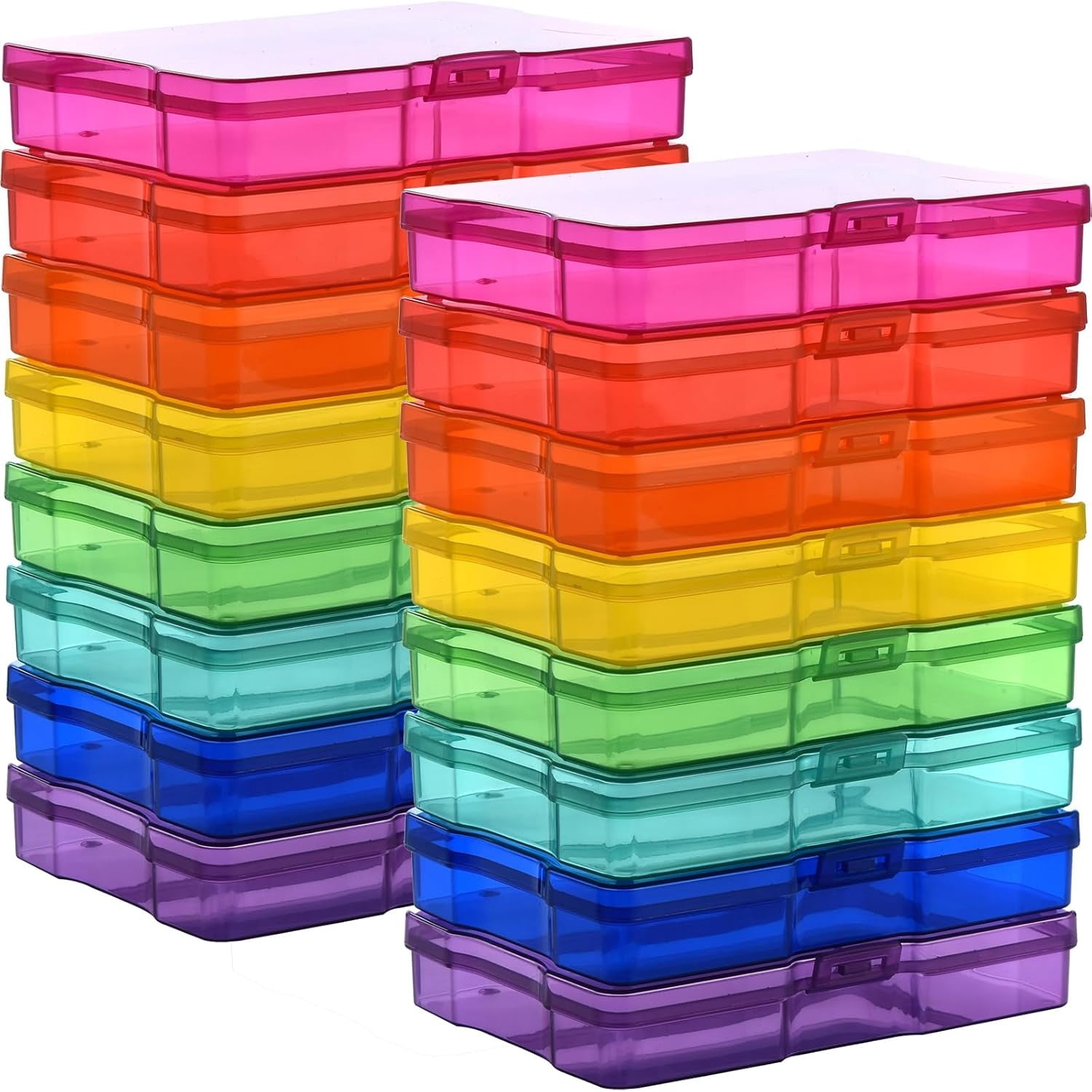 Photo Storage Box with Handle, 4" x 6" Photo Organizer Storage Container with 16 Inner Case and 1 Sheet Blank Labels for Pictures, Arts, Crafts, Sewing, Seeds, Office Supplies - Colored