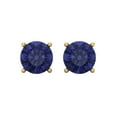 thumbnail image 3 of 3 Ct Round Cut Studs Blue Tanzanite 18K Yellow Solid Solid Gold Everyday Dainty Earrings Screw Back, 3 of 7