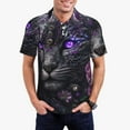 thumbnail image 2 of Balery Purple-Eyed Floral Leopard Printed Men’s Short Sleeve Polo Shirt, Midweight Men's Shirt,Golf Polo shirts -Medium, 2 of 8
