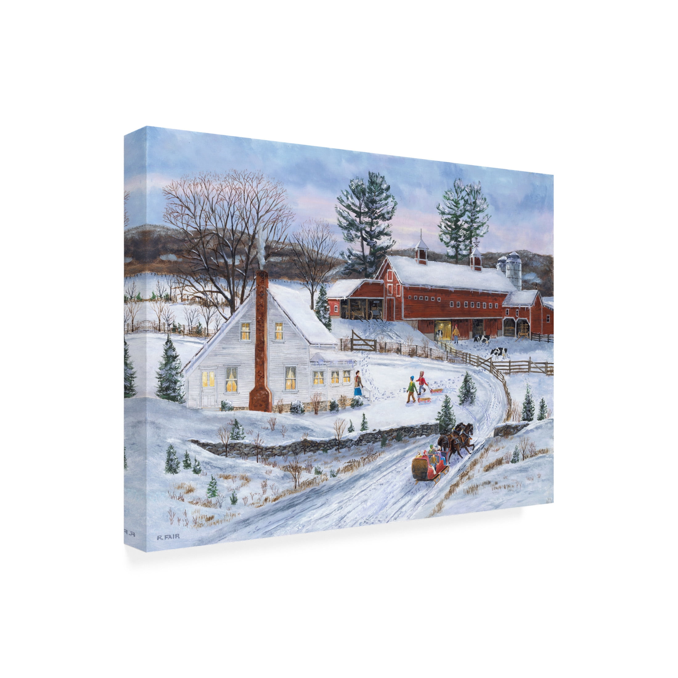 Canvas Wall Art - Bob Fair 'Sledders Return' Wall Art for Living Room, Bedroom, or Office Décor by Trademark Fine Art - 47 x 35 Inches