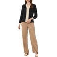 thumbnail image 2 of INSPIRE CHIC Women's Split V Neck Pleated Front Contrast Color Blouse Top XL Black, 2 of 5