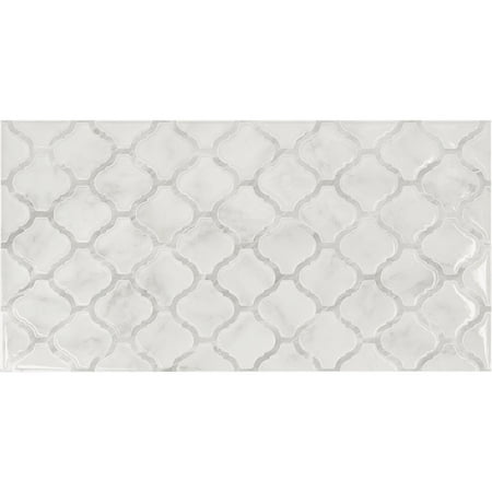 Smart Tiles 2pk XL Glossy Peel & Stick 3D Tile Paper Backsplash Arabesco Marble