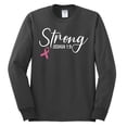 thumbnail image 2 of Wild Bobby Strong Joshua 1:9 Breast Cancer Breast Cancer Awareness Men Long Sleeve Shirt, Charcoal, 3X-Large, 2 of 6