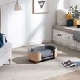 thumbnail image 6 of Scandinavian Style Elevated Dog Bed Pet Sofa with Solid Wood Legs and Bent Wood Back, Velvet Cushion, Small Size, Natural Frame & Dark Grey Cushion, 6 of 9