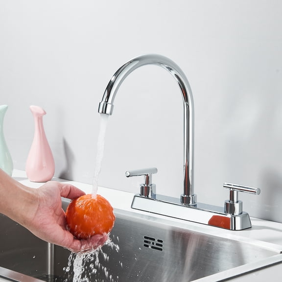 Zovajonia Chrome Kitchen Faucet, High Arc 360° Rotating Spout, 2 or 3 Hole Deck Mount with Supply Lines