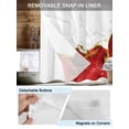 thumbnail image 3 of No Hook Cloth Fabric Shower Curtain with Snap in Liner, Red Gold Marble Waterproof Shower Curtains Set with See Through Top Window, Modern Abstract Marble Crack Texture Bath Curtains Shower 66"x72", 3 of 6
