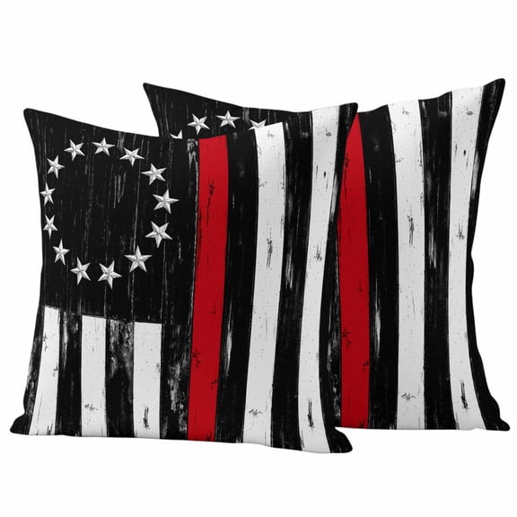 4th of July Outdoor Waterproof Throw Pillow Covers Set of 2 Patriotic Stars Stripes Pillowcases Outdoor Pillows Cushion Case 18x18 Inch Red White Blue USA Flag Wooden Patio Pillows for Couch Sofa
