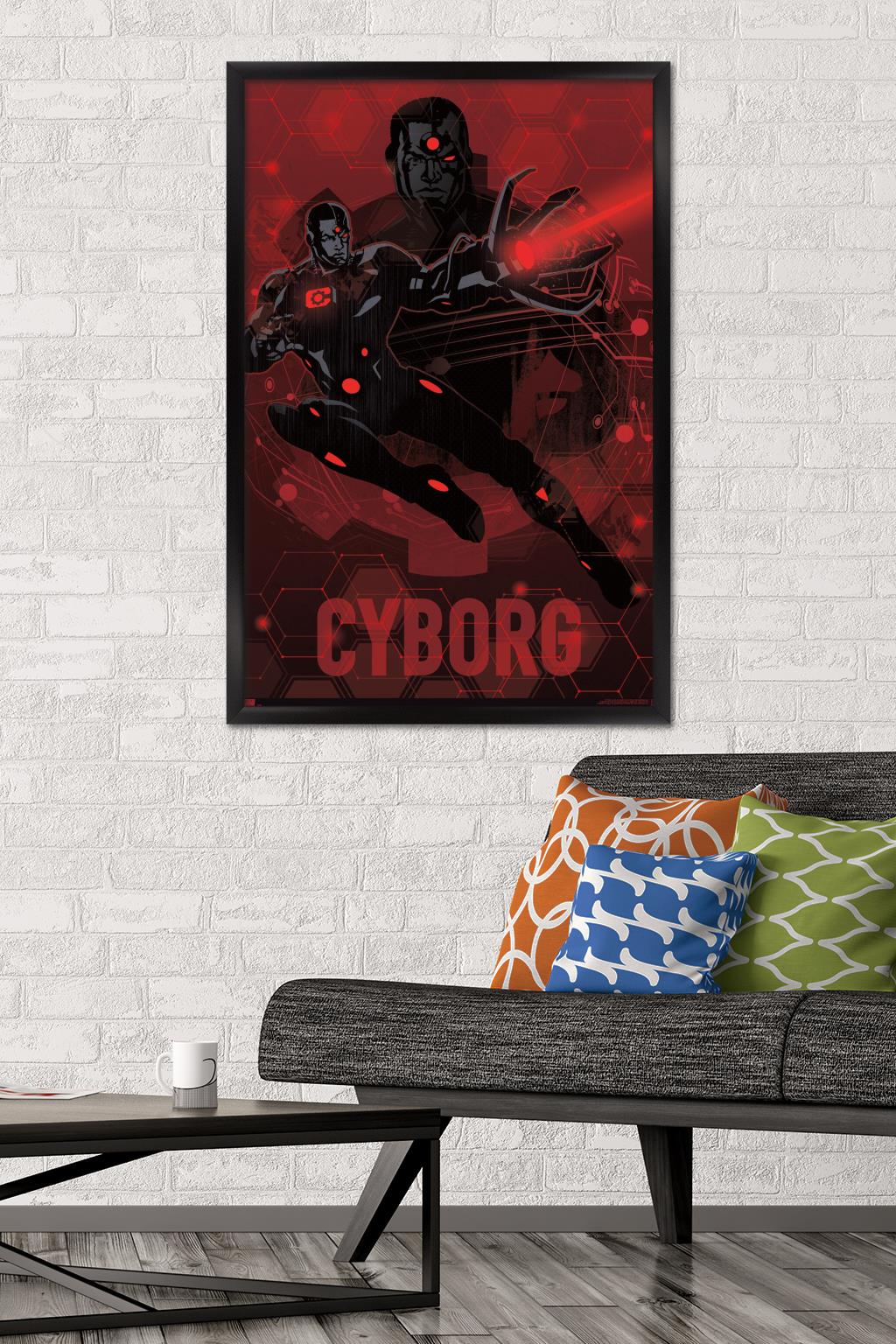 DC Comics: Dark Artistic - Cyborg Wall Poster, 22.375" x 34" Framed