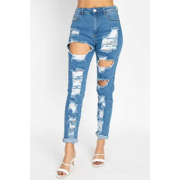 Distressed Straight Leg Jeans 1