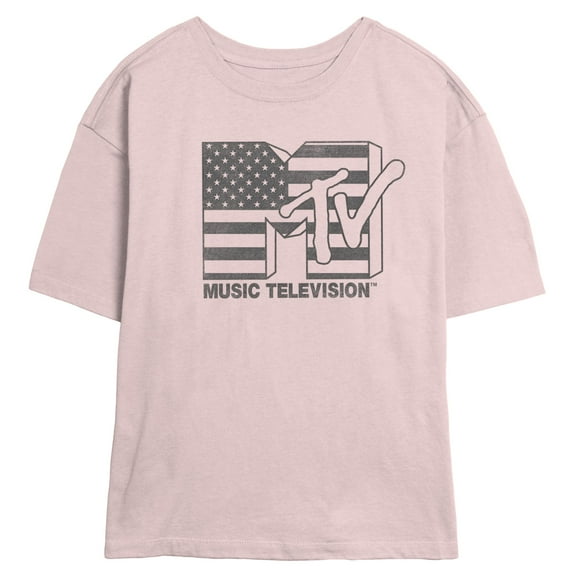 Juniors MTV Distressed American Logo T Shirt