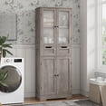 thumbnail image 4 of Homfa 4 Doors Bathroom Cabinet, 3-Tier Wood Tall Linen Storage Cabinet with 2 Drawers for Living Room Office, Gray, 4 of 9