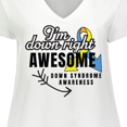 thumbnail image 4 of Inktastic Im Down Right Awesome Down Syndrome Awareness with Arrow Women's Plus Size V-Neck T-Shirt, 4 of 5