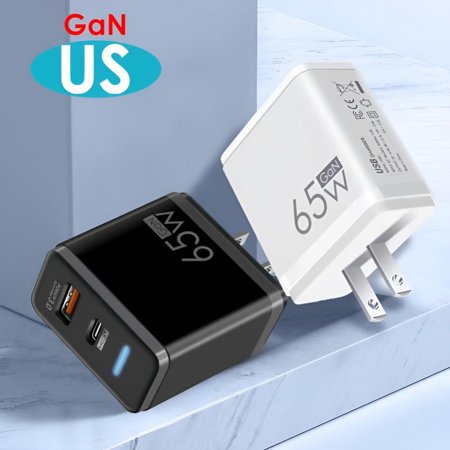2 Pack 65W Dual USB C Wall Charger  GaN PD Type C Charger Fast Charging Block  USB-C Power Adapter for Notebook/Smart Phones/Tablet etc