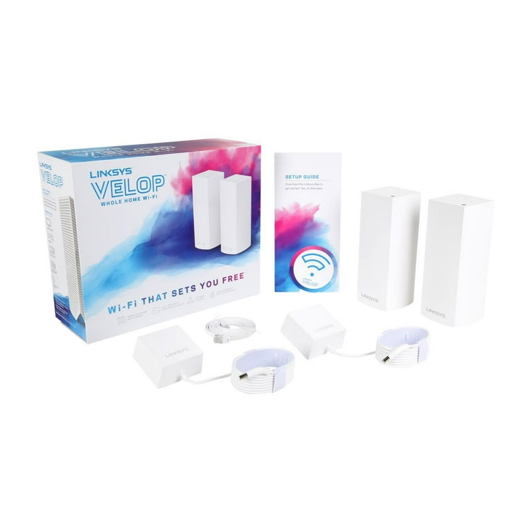 Linksys WHW0302 Velop Wireless AC-2200 Tri-Band Whole Home Mesh Wi-Fi System, White 2 Pack Linksys WHW0302 Velop Wireless AC-2200 Tri-Band Whole Home Mesh Wi-Fi System, White 2 Pack