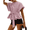 Pink, variant on Women's Summer Tie Knot Short Sleeves T Shirt Crewneck Tee Tops Sweatshirt