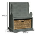thumbnail image 5 of Eulie Hall Foyer Bench Seat w Rattan Basket, Rustic Blue Mahogany Wood, 5 of 6