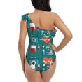 thumbnail image 5 of Picia Medical Elements Pattern Women's One Piece Swimsuits,One Shoulder Swimwear Asymmetric ,Ruffle Monokinis Bathing Suits,High Waisted Flattering Bathing Suits-Large, 5 of 8