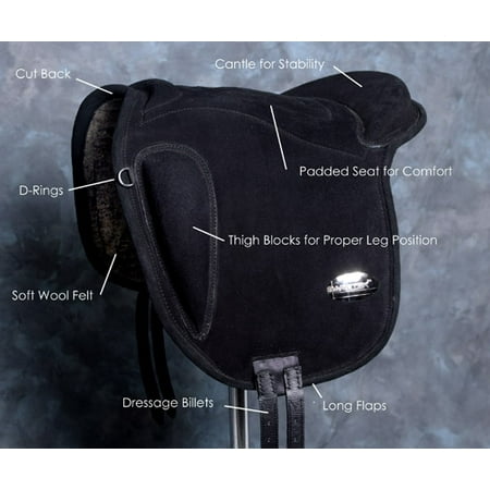 English Riding Saddle Set - SP100-F BARETEK ENGLISH LEATHER BAREBACK HORSE SADDLE PAD TRAIL RIDING