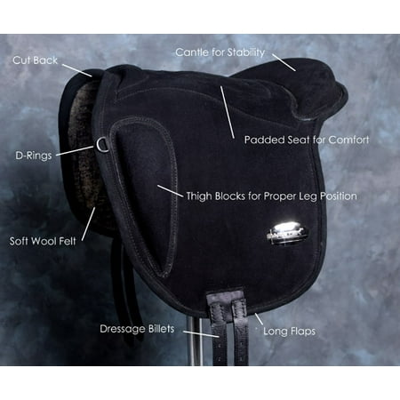 SP100-F BARETEK ENGLISH LEATHER BAREBACK HORSE SADDLE PAD TRAIL