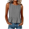 Ashirexll Womens Casual Tops Spring and Summer Round Neck Pleated ...