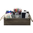 thumbnail image 3 of MyGift Distressed Barnwood Style Beer Bottle Crate with Rope Handles and Metal Divider Panels, Brown, 3 of 6