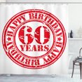 thumbnail image 1 of Ambesonne 60th Birthday Shower Curtain, Birthday Stamp Slogan, 69"Wx84"L, White Red, 1 of 3