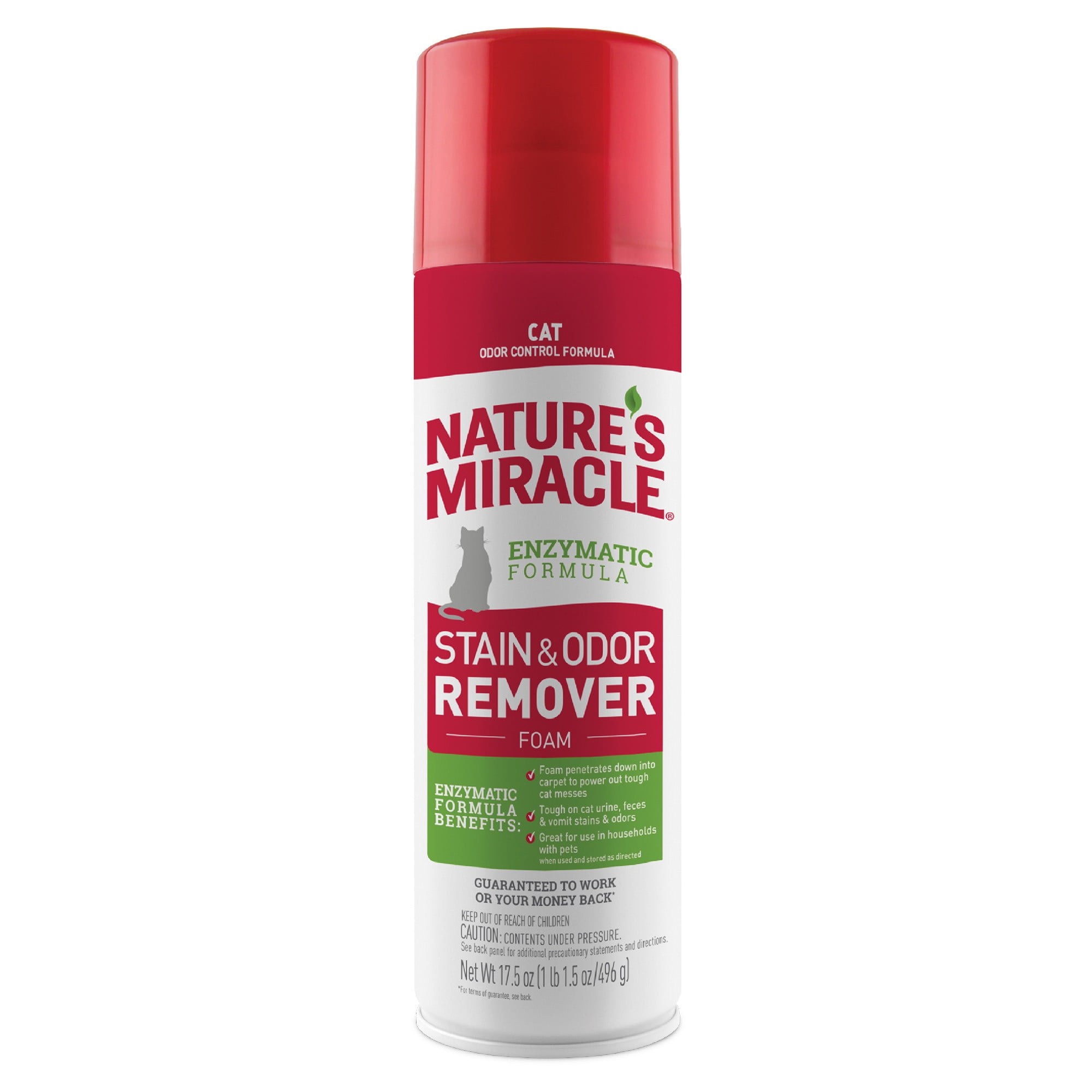 Nature's Miracle Cat Stain and Odor Remover Foam for Carpet, Hard Floors, Fabric and Furniture, 17.5 oz