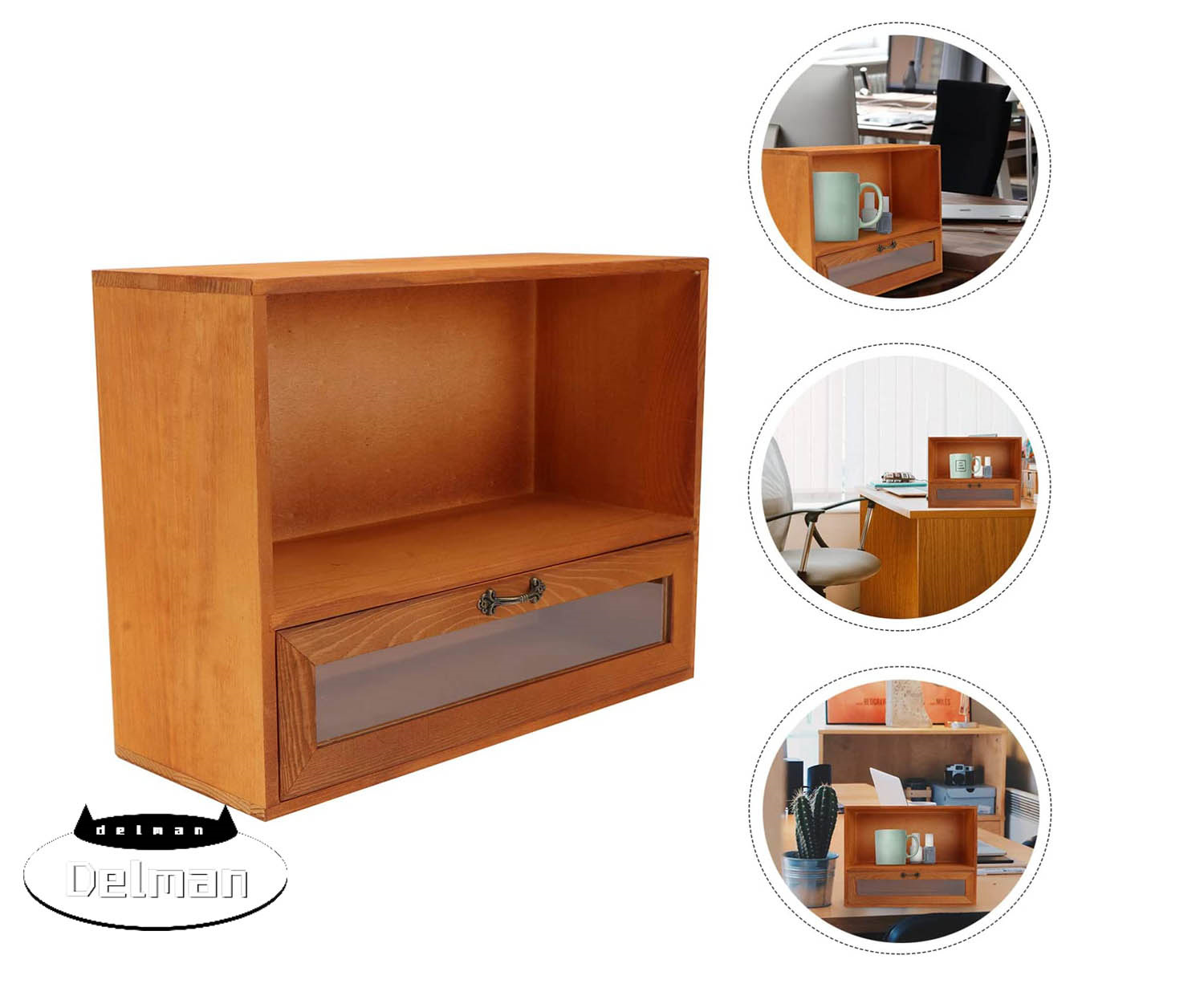 Wooden Office Desk Organizer Drawers Supply Storage Wooden Rack Modular Wood Stacking Storage