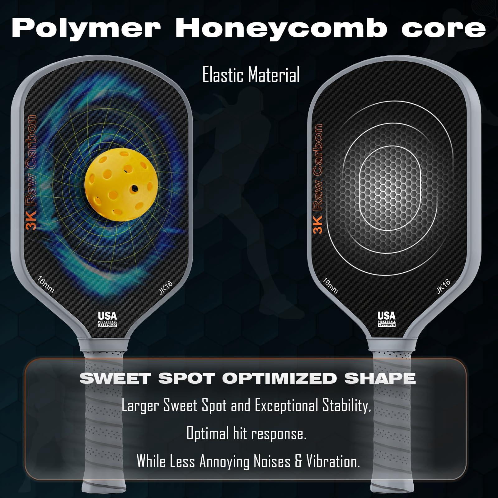 Professional Pickleball Paddles- T700 Carbon Fiber Pickle Racket- 3k Frosted Surface For Enhanced Spin And Friction - Usapa Approved Offensive Long Paddle Intermediate Advanced Players