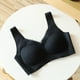 thumbnail image 3 of Gibobby Brasier deportivo para mujer Ropa interior fina de copa completa para mujer, Sujetador deportivo inalámbrico de talla grande con botonadura(Negro,G), 3 of 4