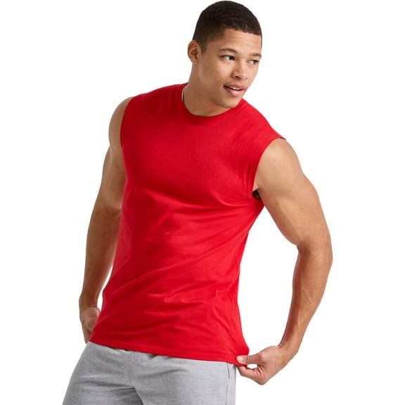 Hanes Essentials Men's Muscle Tank Sleeveless Tee Workout Gym Crewneck Midweight