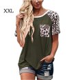 thumbnail image 2 of Camiseta de mujer blusa de cuello Estampado top de manga corta ejercito verde XXL Jumpingount, 2 of 3