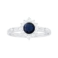 thumbnail image 4 of Rosec Jewels Classic Blue Sapphire Ring with Diamond Halo for Women (5 mm), 14K White Gold, US 6.50, 4 of 8