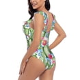 thumbnail image 5 of Yiaed Flowers and Cactus Print Women's Ruffled One Piece Swimsuit V Neck Swimwear Slimming Monokini for Woman-Large, 5 of 8
