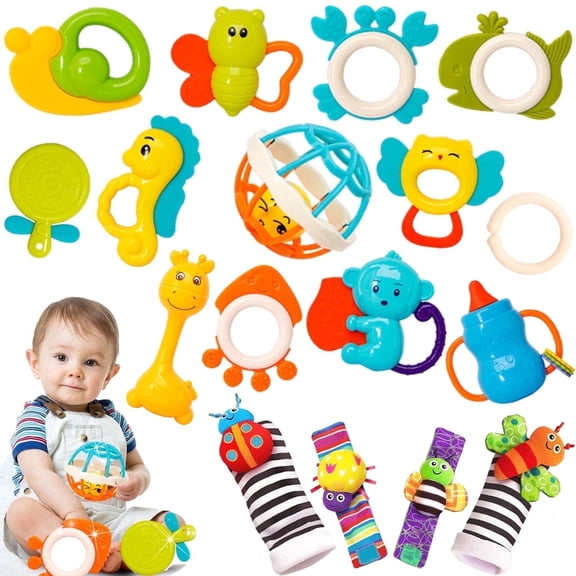 Baby Rattles Toys for 0 3 6 9 12 Months Boys Girls, Baby Toys for 0-6 Months, Infant Newborn Baby Toys for 6-12 Months Girls Boys, Baby Teether Toys 3-6 Months