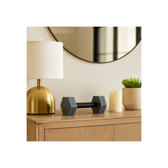 Modern Dumbbell Sculpture Figurine - Decorative Objects and Statues for Kitchen Decor - Unique Accent for Home Decor, Tabletop Display, Shelf Styling, or Office Desk Accessories - 8", Green