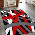 thumbnail image 2 of Red Black Geometric Area Rugs 4'x6', Washable Small Throw Rugs for Office Bathroom, Modern Art Abstract Grey Line Indoor Outdoor Rug Non-Slip Low Pile Carpet Runner Reversible Floor Mats, 2 of 8