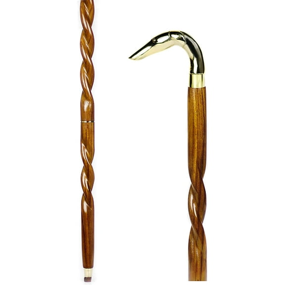 Nagina International Aluminum & Brass Decorative Rosewood Walking Cane | Full Size Walking-Stick for Men & Women (Spiral Wood, Dobermann)