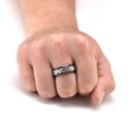 thumbnail image 6 of Tioneer Tungsten Carbide Two-Tone Black Hammered Center Black or Yellow Gold IP Wedding Band Ring Mens Womens 8MM w/ FREE Engraving, 6 of 7