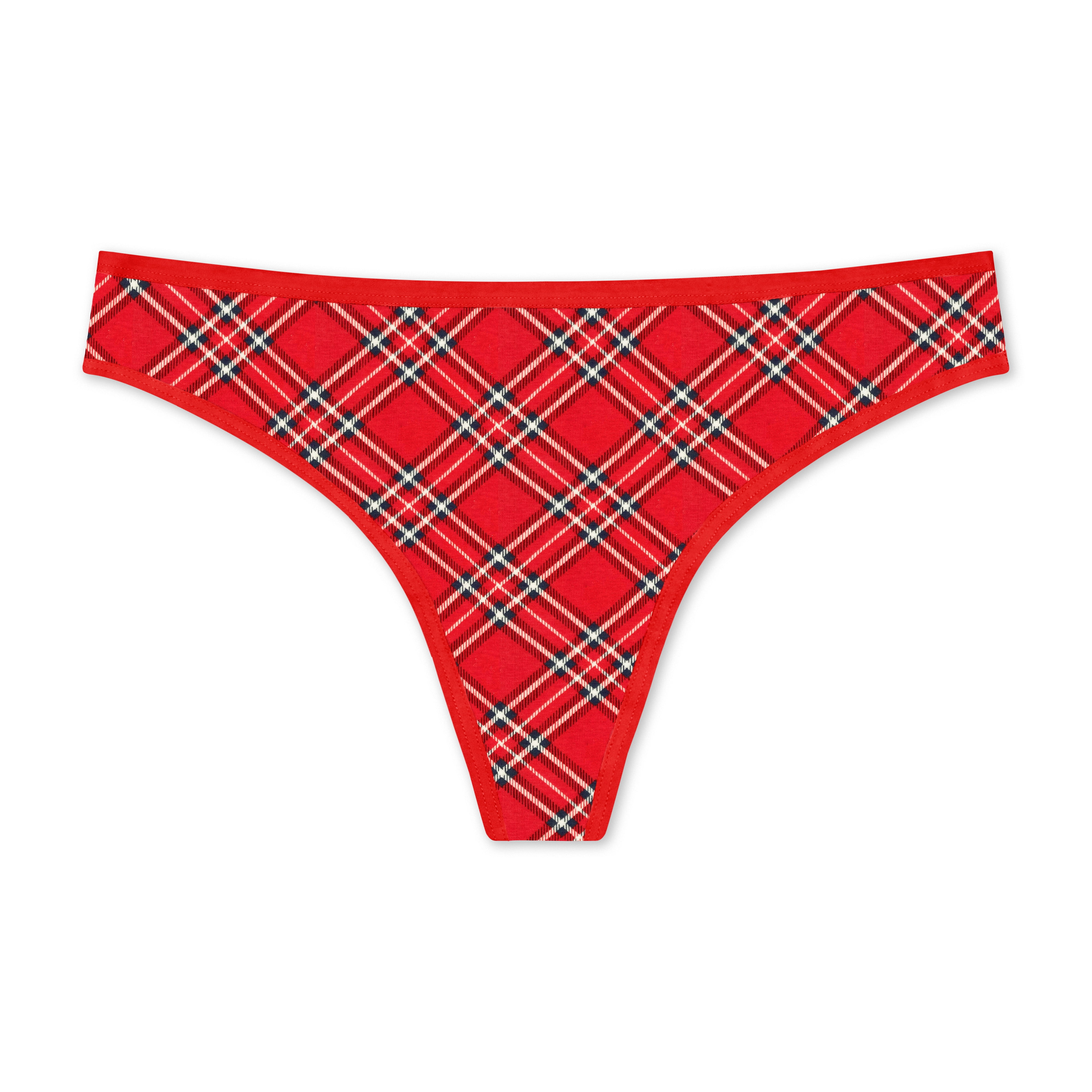 Holiday Time Women's Christmas Jersey Thong, Underwear 7 Pack, S-XXL