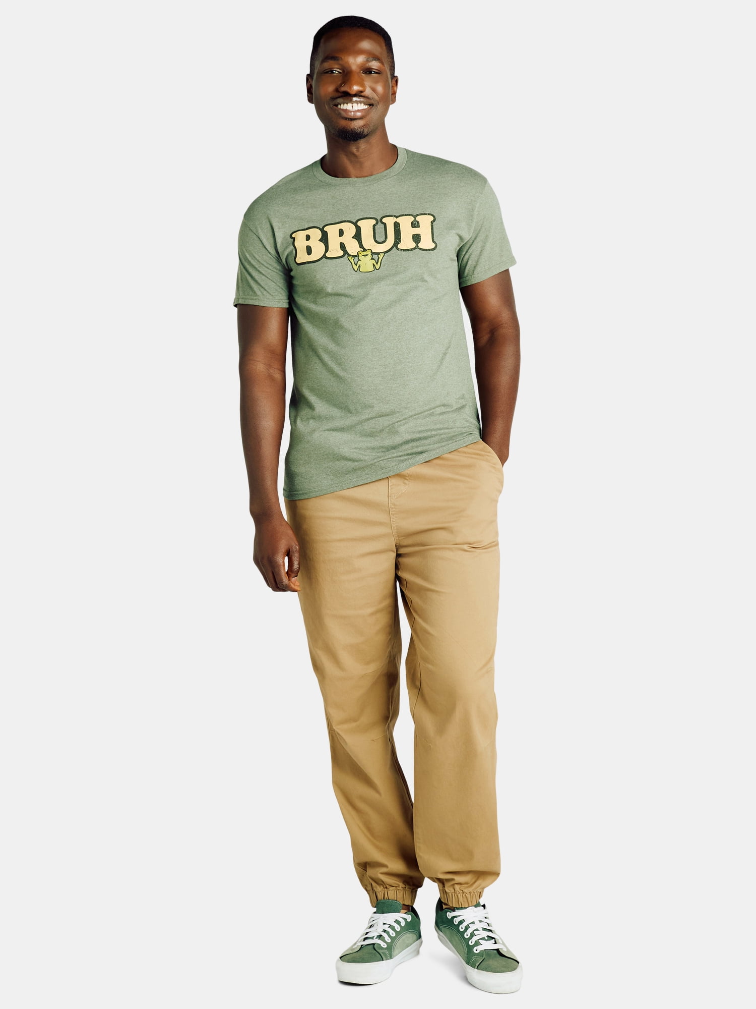 Humor Men's and Big Men's Bruh Frog Graphic Tee with Short Sleeves, Sizes S-3XL