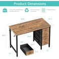 thumbnail image 3 of 40 inch Computer Desk with 4 Fabric Drawers, Kids Student Reversible Small Desks for Home Office Small Space, Work PC Desk Table for Bedroom, Rustic Brown, 3 of 7