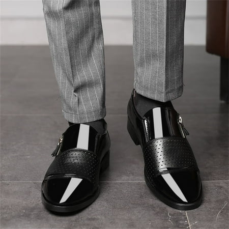 kpoplk Men Dress Shoes Men s Classic Modern Formal Oxfords Lace Up Leather Lined Dress Shoes(White)