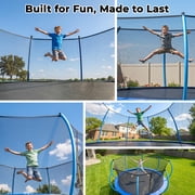Mersco 12FT/14FT Kids Trampoline, ASTM Certified Heavy Duty Outdoor Trampoline with Safety Enclosure Net and Ladder for Backyard Family Fun, Pumpkin Trampoline SPACE